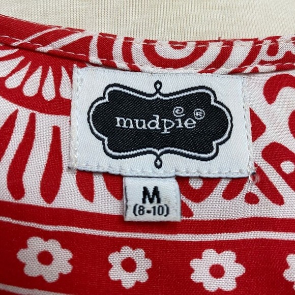 Mud Pie Women Shift Dress Sleeveless Embroidered Cover Up Beach Sundress Red M - Picture 5 of 6